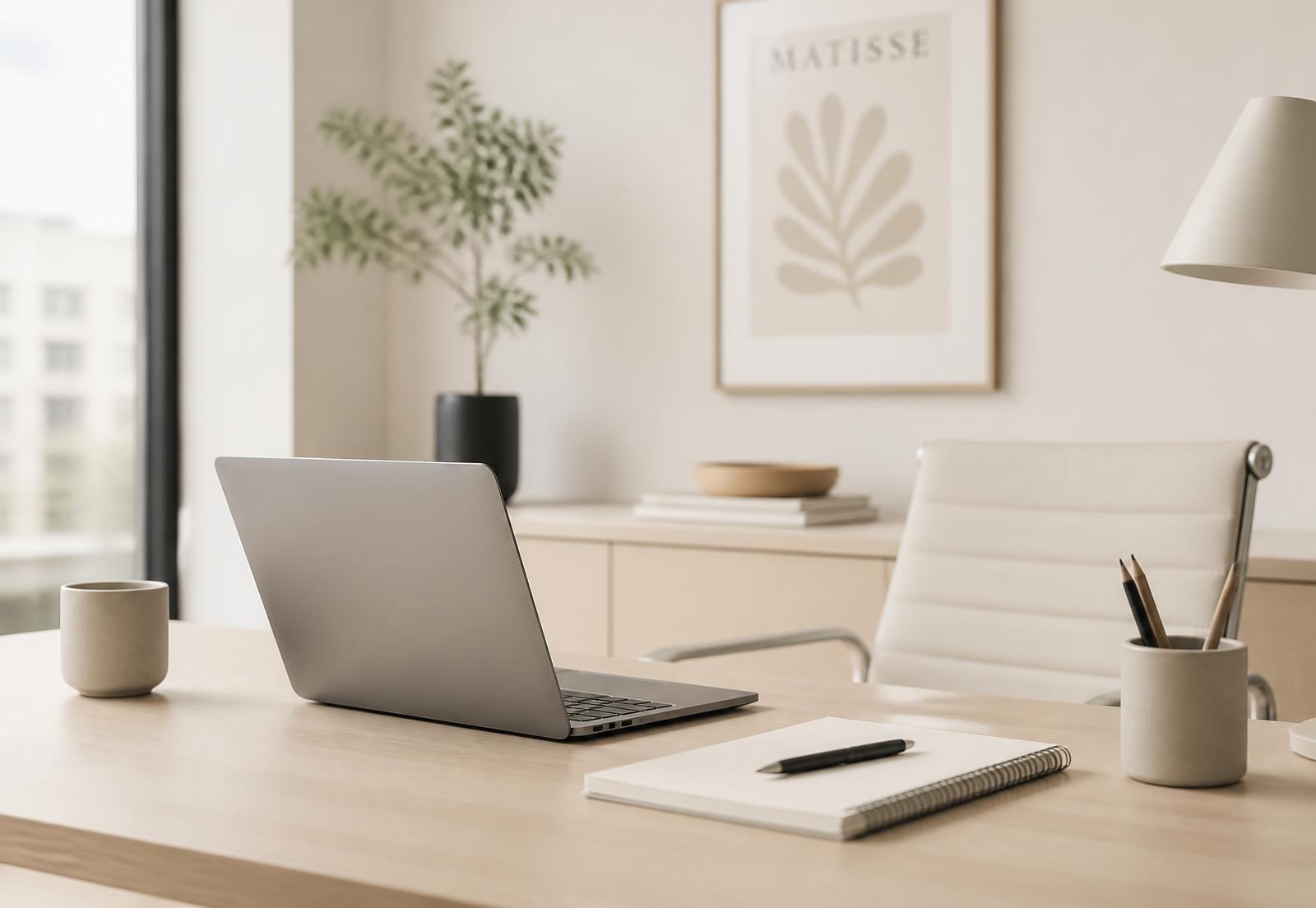 Espace de travail lumineux et épuré
